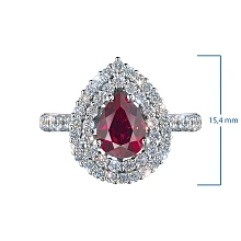 Кольцо из белого золота с рубином и бриллиантами