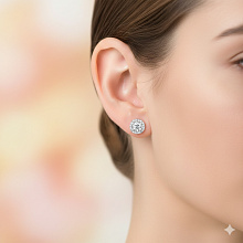 Пусеты из белого золота с бриллиантами (изготовление)