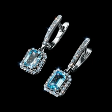 Серьги из белого золота с топазами и бриллиантами