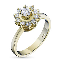 Классическое кольцо из желтого золота с бриллиантами