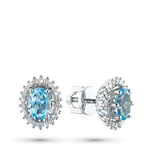 Пусеты из белого золота с топазами и бриллиантами