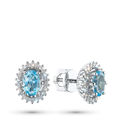 Пусеты из белого золота с топазами