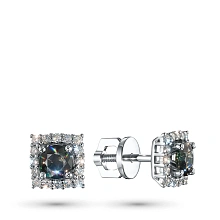 Пусеты из белого золота с сапфирами и бриллиантами