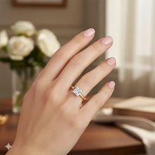 Классическое кольцо из желтого золота с бриллиантом выращенным