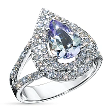 Кольцо из белого золота с танзанитом и бриллиантами