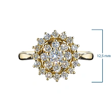 Классическое кольцо из желтого золота c бриллиантами