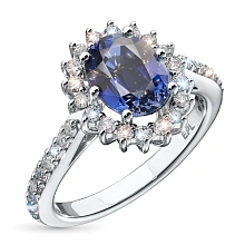 Кольцо из белого золота с сапфиром и бриллиантами
