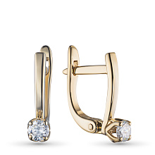 Серьги из желтого золота с бриллиантом