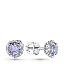 Пусеты из белого золота с танзанитами и бриллиантами