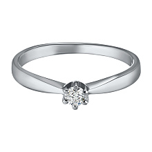 Классическое кольцо из белого золота с бриллиантом