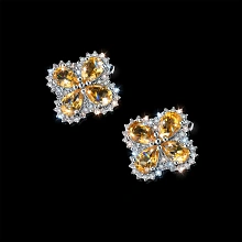 Серьги из белого золота с цитринами и бриллиантами