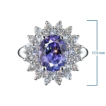 Кольцо из белого золота с танзанитом и бриллиантами