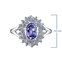 Кольцо из белого золота с танзанитом и бриллиантами