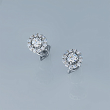 Пусеты из серебра c бриллиантами