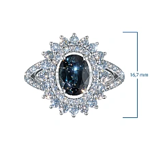 Кольцо из белого золота с сапфиром и бриллиантами