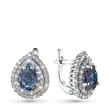 Серьги из белого золота с сапфирами и бриллиантами