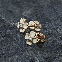 Пусеты из красного золота с бриллиантом (изготовление)