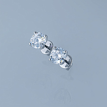 Пусеты из белого золота с бриллиантом выращенным