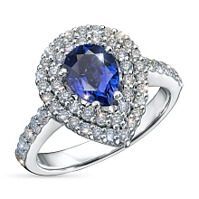 Кольцо из белого золота с сапфиром и бриллиантами