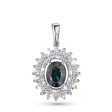 Подвеска из белого золота с сапфиром и бриллиантами