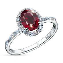 Кольцо из белого золота с рубином и бриллиантами