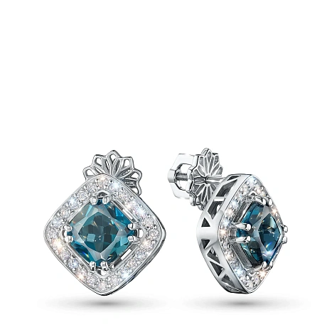 Пусеты из серебра с топазами