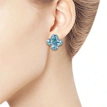 Серьги из белого золота с топазами и бриллиантами