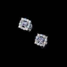 Пусеты из серебра с танзанитами и бриллиантами