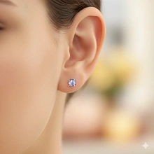 Пусеты из серебра с танзанитами