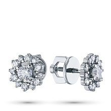 Пусеты из белого золота c бриллиантами