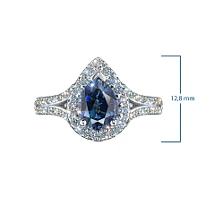 Кольцо из белого золота с сапфиром и бриллиантами