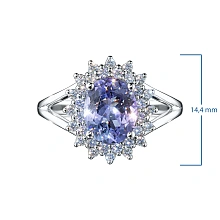 Кольцо из белого золота с танзанитом и бриллиантами