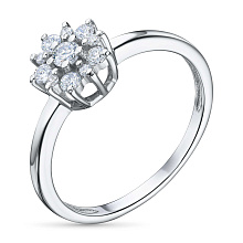 Классическое кольцо из белого золота с бриллиантами