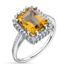 Кольцо из белого золота с бриллиантом и цитрином (изготовление)