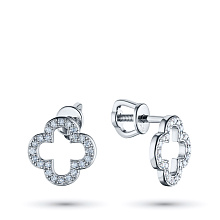 Пусеты из белого золота c бриллиантами