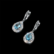 Серьги из белого золота с топазами и бриллиантами