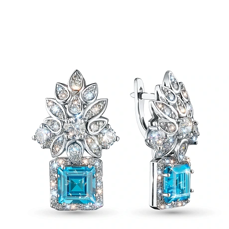 Серьги из белого золота с и топазами