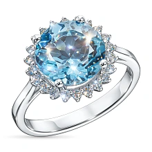 Кольцо из белого золота с топазом и бриллиантами