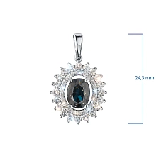 Подвеска из белого золота с сапфиром и бриллиантами