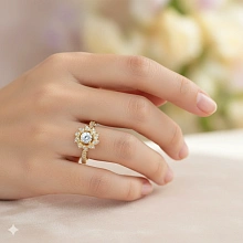 Классическое кольцо из желтого золота c бриллиантами выращенными