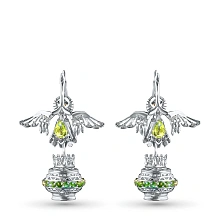 Серьги из серебра с аметистами и цитринами и бриллиантами