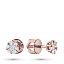 Пусеты из красного золота c бриллиантами