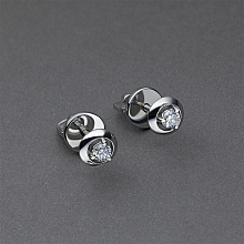 Пусеты из белого золота с бриллиантами (изготовление)