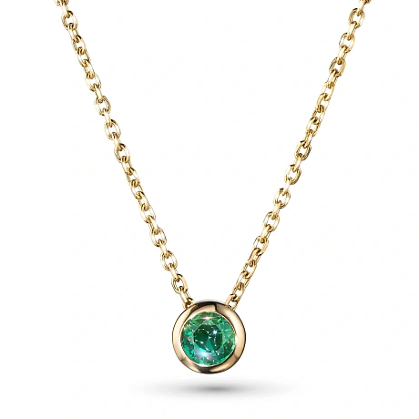 Колье из желтого золота с изумрудом