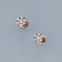 Пусеты из красного золота c бриллиантами