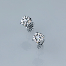 Пусеты из серебра c бриллиантами