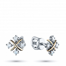 Пусеты из комбинированного золота с бриллиантами (изготовление)