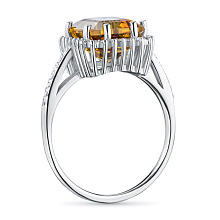 Кольцо из белого золота с бриллиантом и цитрином (изготовление)