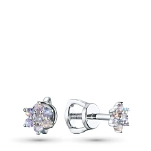 Пусеты из серебра с танзанитами