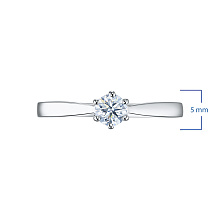 Классическое кольцо из белого золота с бриллиантом